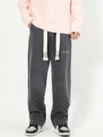 American Washed Elastic Waist Denim Casual Pants