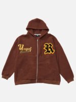 Letter Embroidered Hoodie Jacket -1095