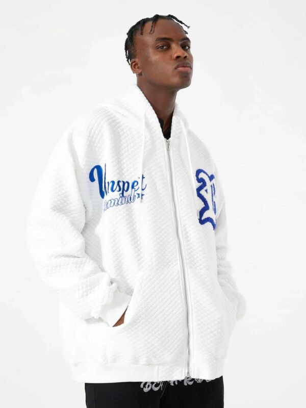 Letter Embroidered Hoodie Jacket -1095