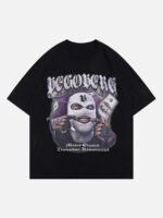 Masked Gangster Portrait Printed T-Shirt-1533