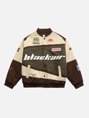 Retro Style Quilted Racing Jacket -1297