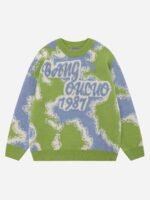 Camouflage Peplum Crew Neck Knit
