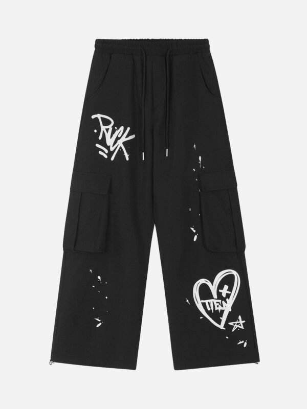 Casual Printed Straight Leg Work Pants